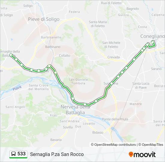 533 Bus Line Map