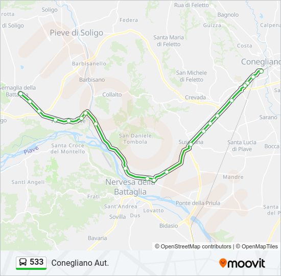 Percorso linea bus 533