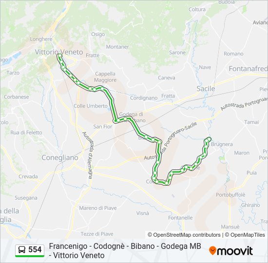 Percorso linea bus 554