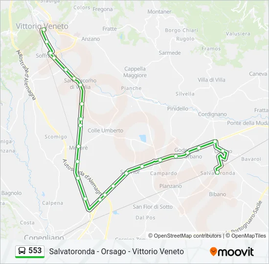 553 Bus Line Map