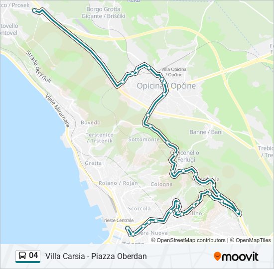 Percorso linea bus 04