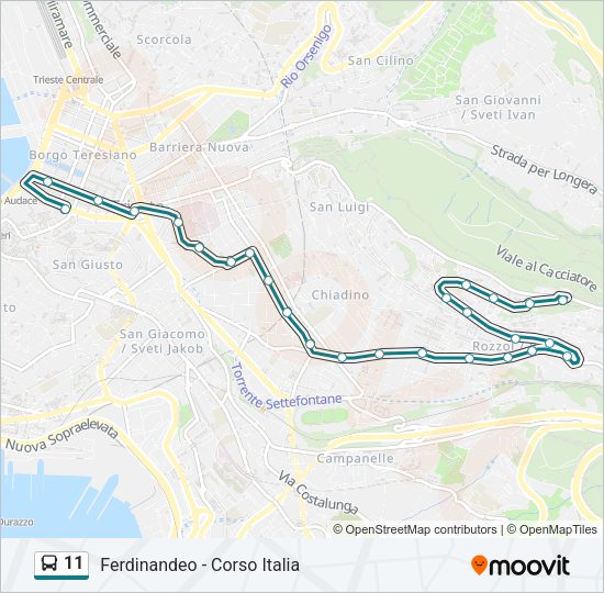 Percorso linea bus 11
