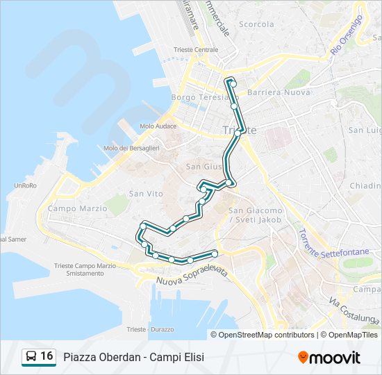 Percorso linea bus 16