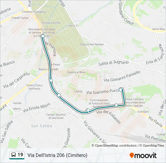 19 Bus Line Map