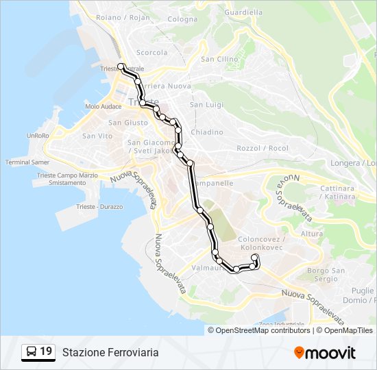 19 bus Line Map