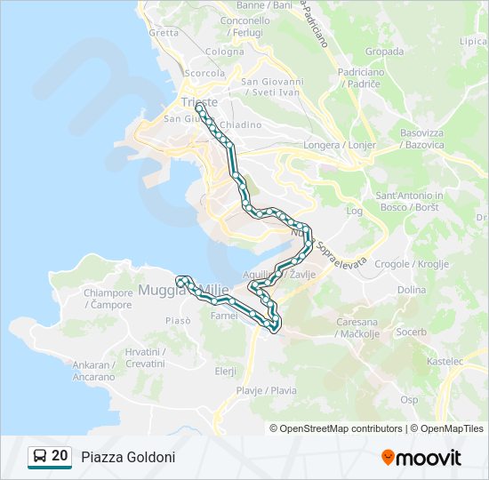 Percorso linea bus 20