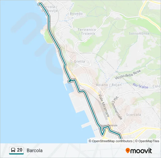 Percorso linea bus 20