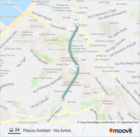 Percorso linea bus 29