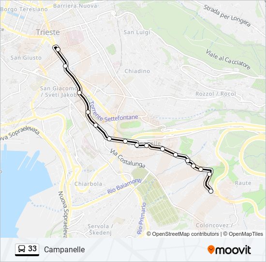 33 bus Line Map