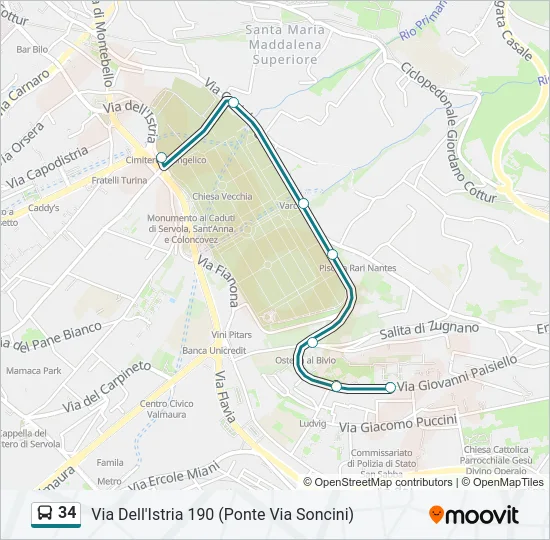34 Bus Line Map
