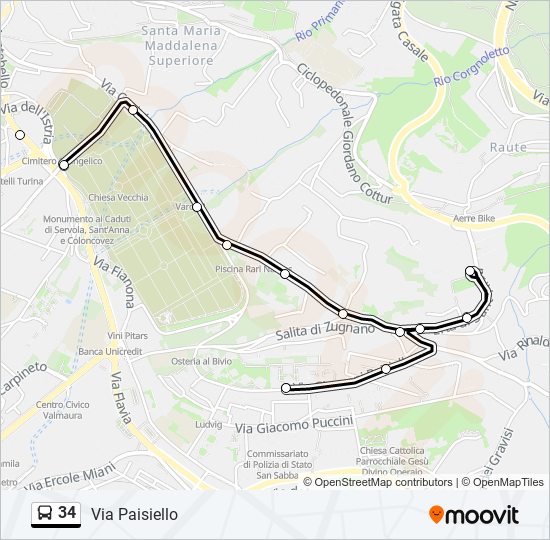 34 bus Line Map