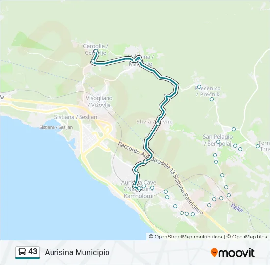 43 Bus Line Map