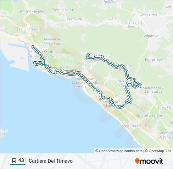43 Bus Line Map