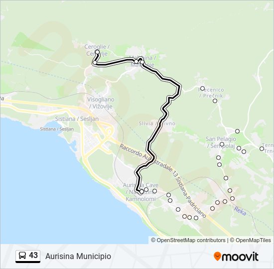 43 bus Line Map