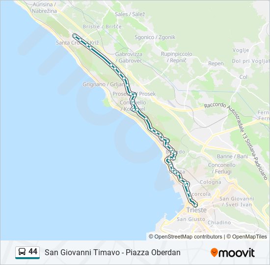 Percorso linea bus 44