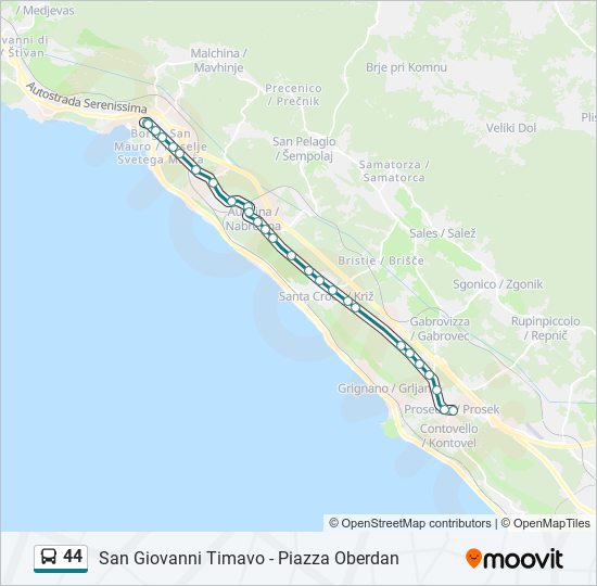 Percorso linea bus 44