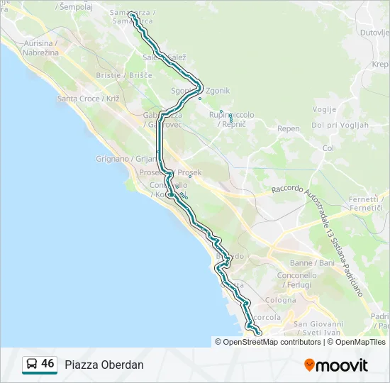 46 Bus Line Map