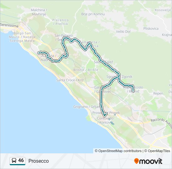 46 bus Line Map