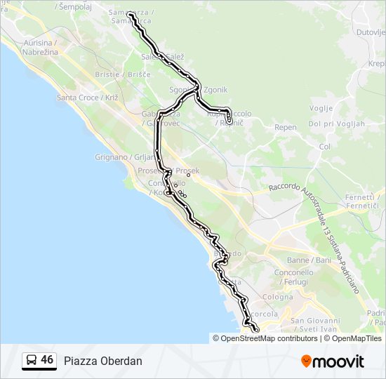 46 bus Line Map