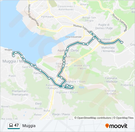 Percorso linea bus 47
