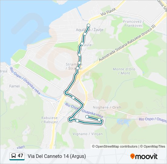 Percorso linea bus 47