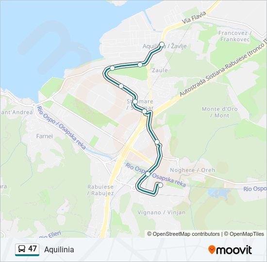 47 bus Line Map