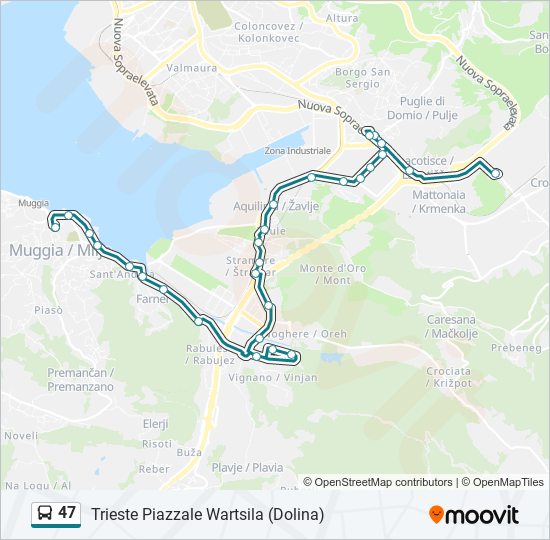 Percorso linea bus 47