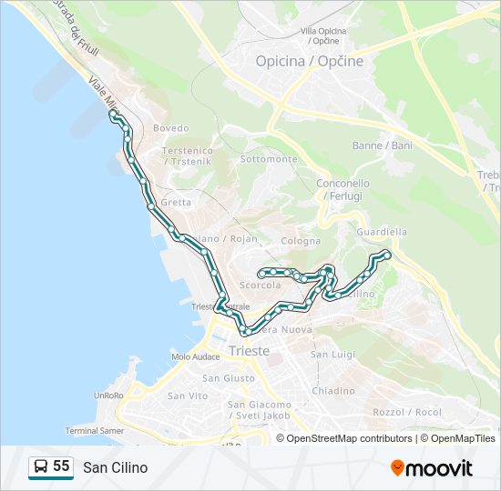 Percorso linea bus 55