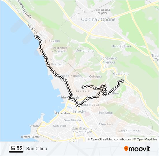 55 bus Line Map