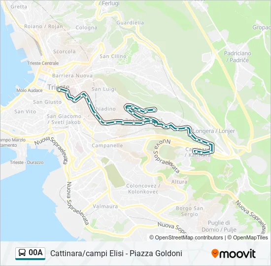 00A Bus Line Map