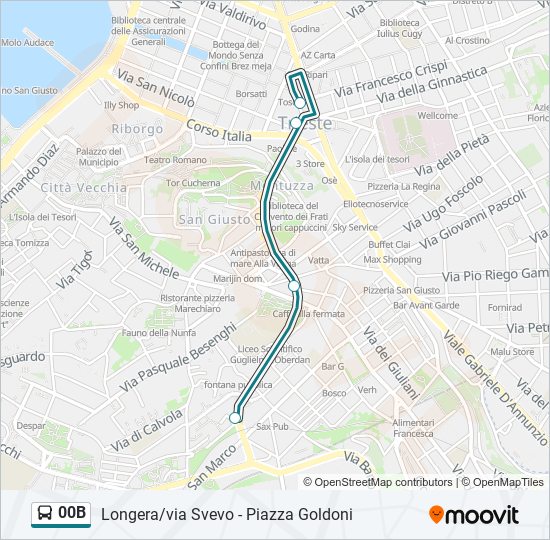 Percorso linea bus 00B