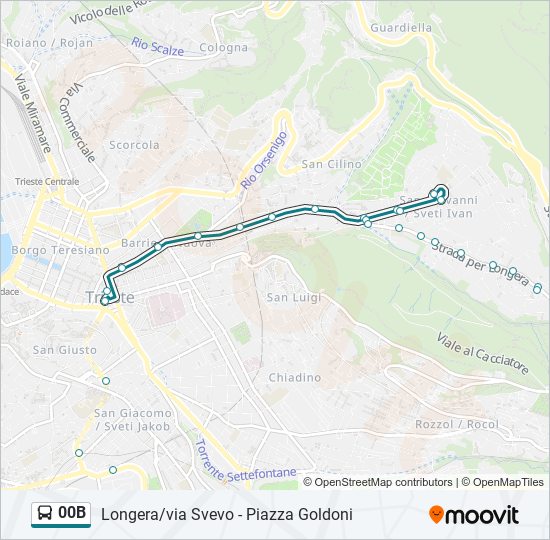 Percorso linea bus 00B