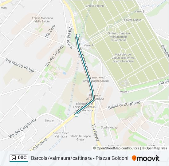 Percorso linea bus 00C