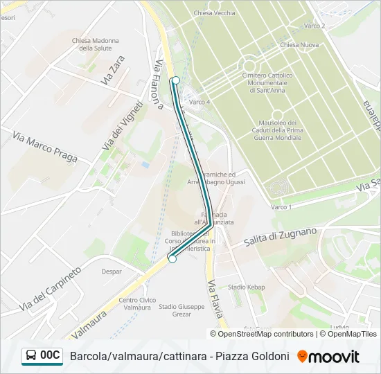 00C Bus Line Map