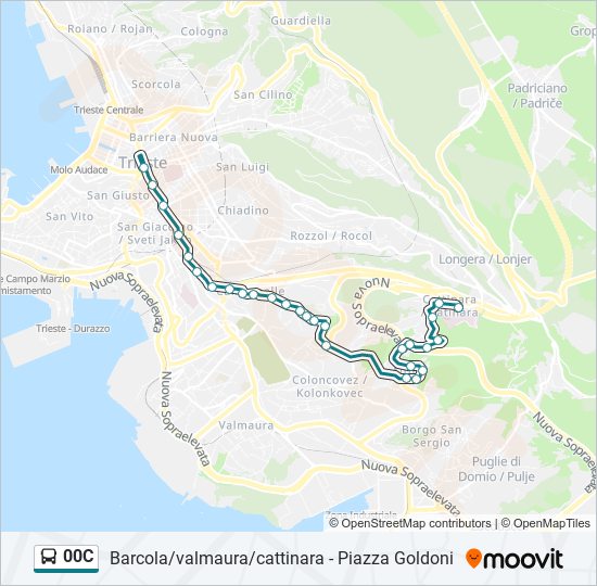Percorso linea bus 00C