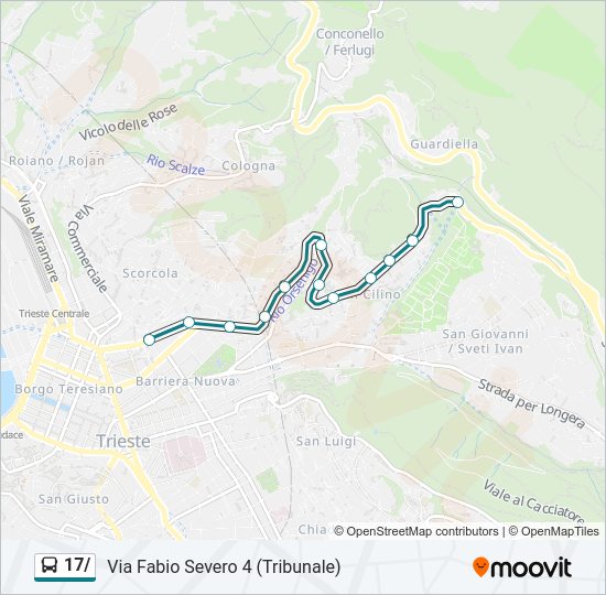 Percorso linea bus 17/