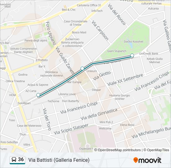 Percorso linea bus 36