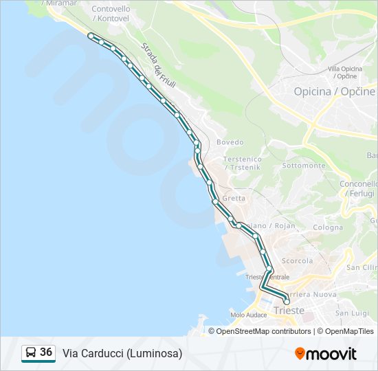 Percorso linea bus 36