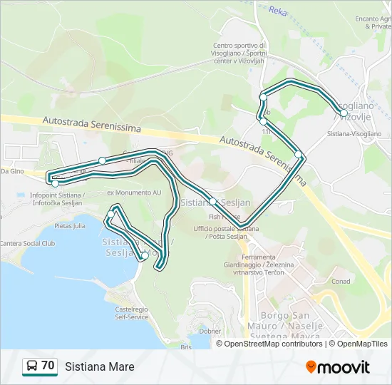 70 Bus Line Map
