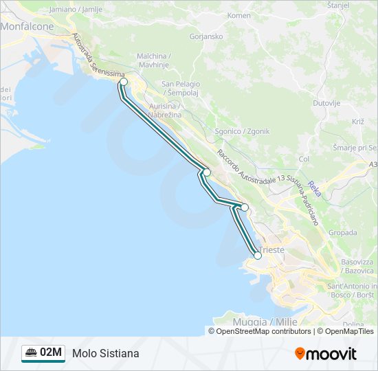 Percorso linea navigazione 02M