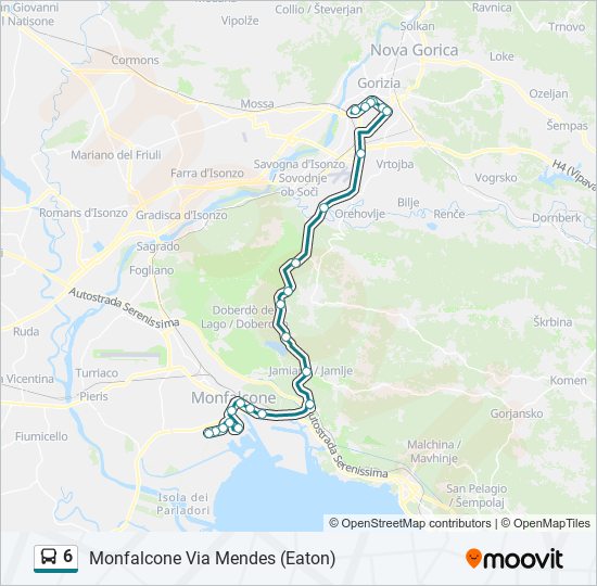 Percorso linea bus 6