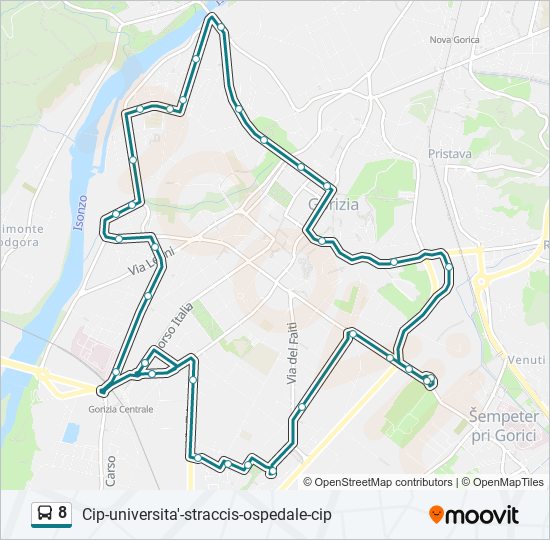 Percorso linea bus 8
