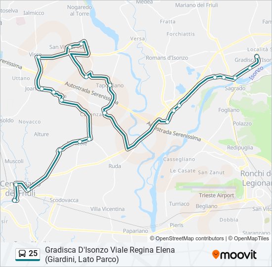 Percorso linea bus 25