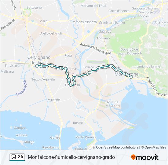 Percorso linea bus 26