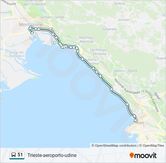 Percorso linea bus 51