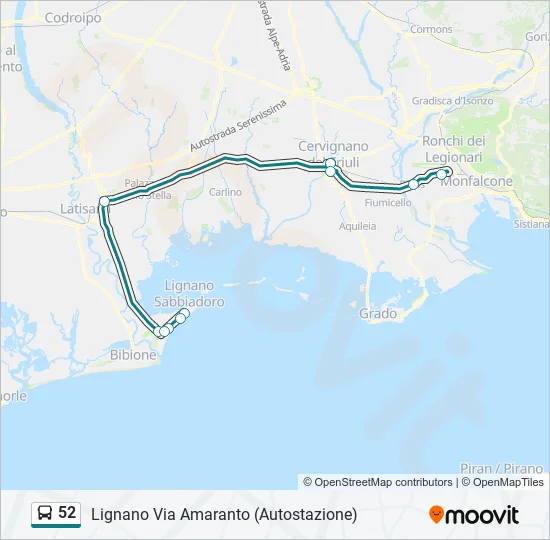 52 Bus Line Map