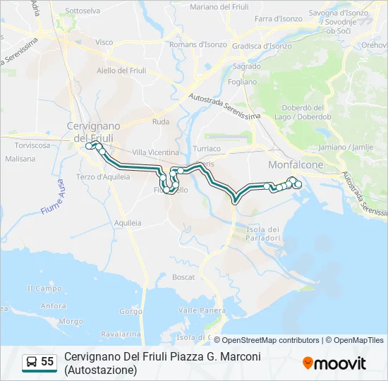 55 Bus Line Map