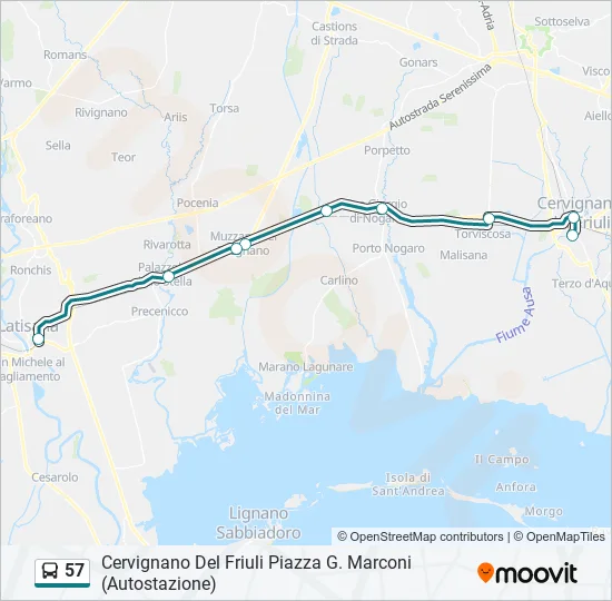 57 Bus Line Map