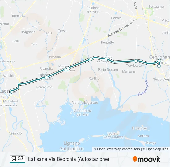 57 Bus Line Map