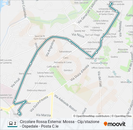 Percorso linea bus 2
